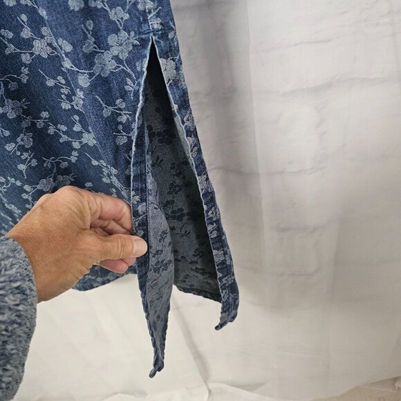 Liz Claiborne Blue Floral Boho Blouse Midi Skirt Chambray Set 12 - Picture 12 of 16